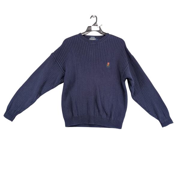 Vtg Chaps Ralph Lauren Pullover Navy Knit Sweater Mens XL Handframe 80s 90s Logo - Picture 1 of 10